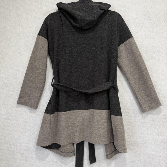 Paraphrase Sweater Womens Small Gray Hooded Belted Wool Colorblock Cardigan - Picture 7 of 8